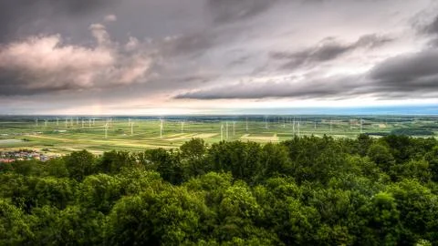 Landscape with windmills Foto stock