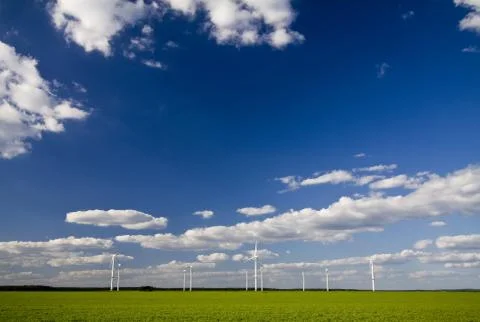 Landscape with windmills Stock Photos