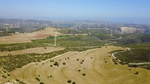 Landscape with windmills. Wind turbines. Stock Footage 79773753
