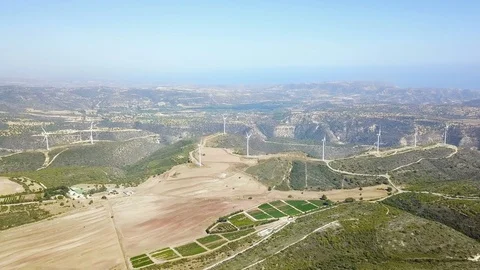 Landscape with windmills. Wind turbines. Stock Footage 79791007