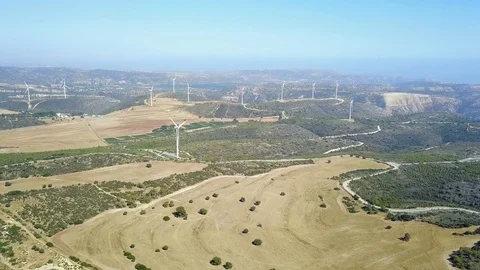 Landscape with windmills. Wind turbines. Stock Footage 79791094