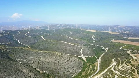 Landscape with windmills. Wind turbines. Stock Footage 79791737