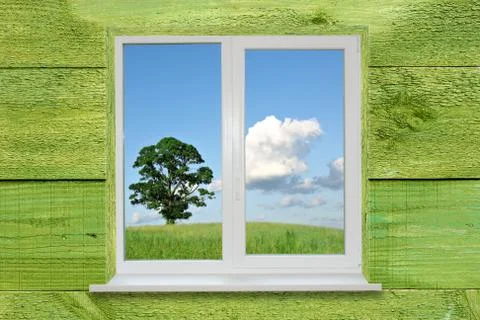 Landscape in the window Stock Illustration