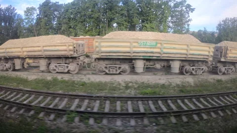 Landscape from the window of a railway train Stock Footage 144446910