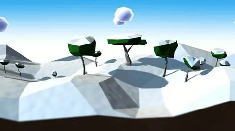 Landscape in winter - 3D low poly technique Stock Footage 22014943