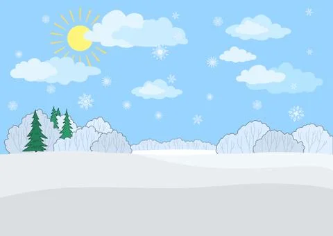 Landscape, winter day Stock Illustration