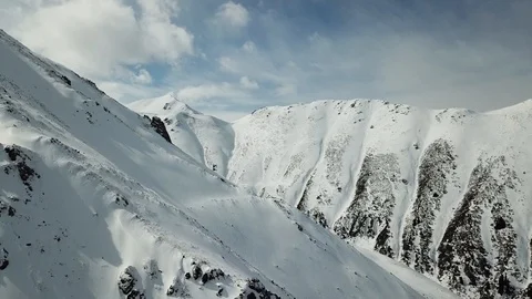 Landscape of the winter mountains with a drone. Video stock 90775415
