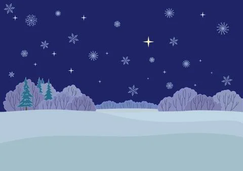 Landscape, winter night Stock Illustration