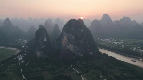 Landscape of yangshuo guilin china Stock Footage 252145226