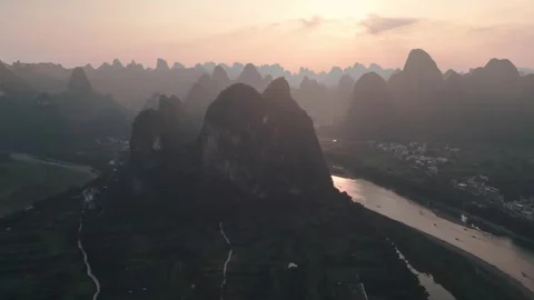 Landscape of yangshuo guilin china Stock Footage 252145704