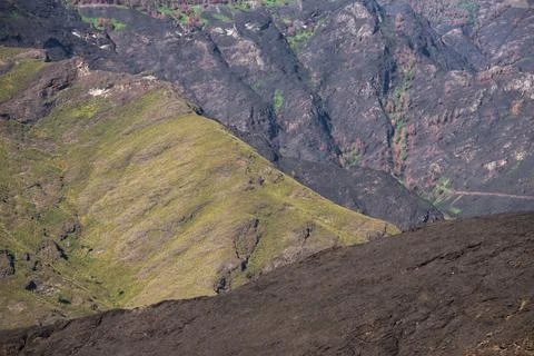 Landscapes devastated by forest fires in Courel Lugo Galicia Stock Photos