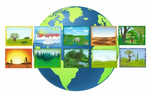 Landscapes of the Earth Stock Illustration
