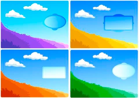 Landscapes set - field and clouds Stock Illustration