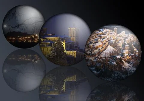 Landscapes in the spheres Stock Illustration