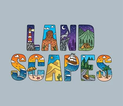 Landscapes typography design vector, for t-shirt, poster and other uses Stock Illustration