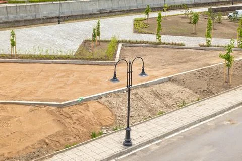 Landscaping and park development in Bansko resort, Bulgaria Stock-Fotos