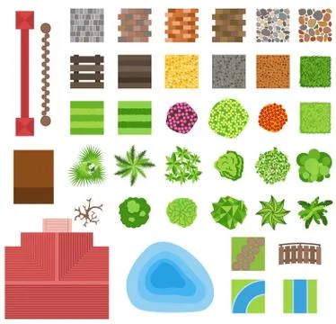 Landscaping garden design elements Stock Illustration