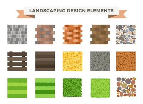 Landscaping garden design elements Stock Illustration