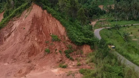 Landslide caused by digging hill soil in Tropical country 動画素材 118770759