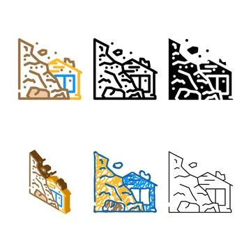 Landslide disaster color icon vector variants Ilustración de archivo