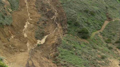 Landslide Homes Workers Destruction Stock Footage 37377669