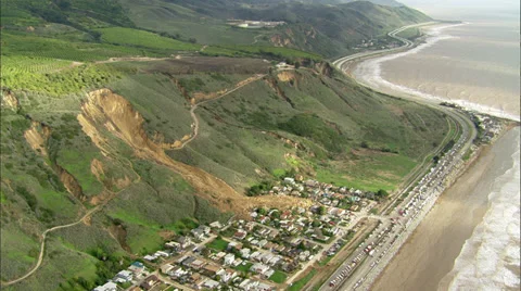 Landslide Homes Workers Destruction Stock Footage 37385215