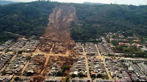 Landslide natural disaster aerial Stock Footage