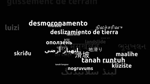 Landslide Translated in 40 Worldwide Languages Endless Looping 3d Zooming Wor Video stock 145200522