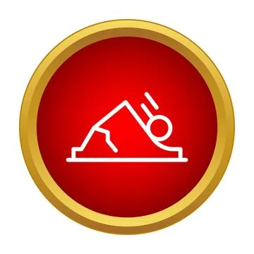 Landslide warning icon showing falling rocks danger Illustration