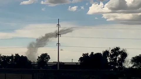 Landspout Tornado Gets Dangerously Close to Town 스톡 동영상 279957778