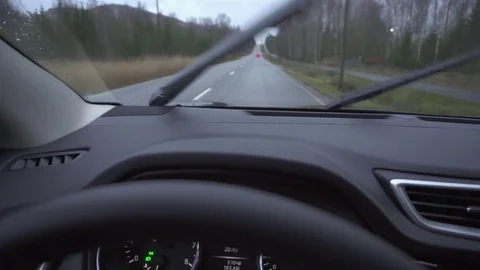 Lane departure warning alerts while driving a car, 4K 스톡 동영상 82870694