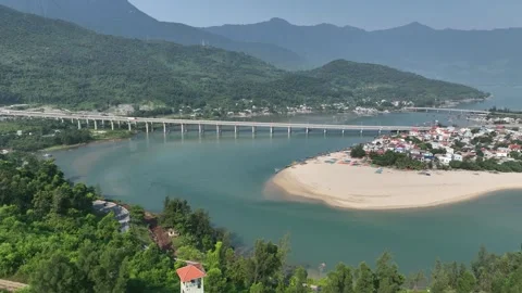Lang Co Beach, Lang Co Vilage,  Lap An Lagoon, Thua Thien Hue province,  Vietnam Stock Footage 242778309