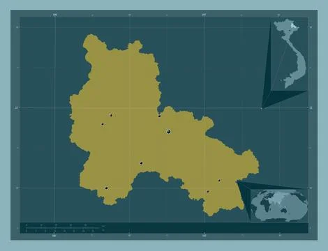 Lang Son, Vietnam. Solid color shape. Locations of major cities of the region Stock Illustration