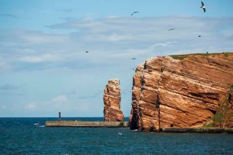Lange Anna - the high sea stack on the island of Helgoland Stock Photos