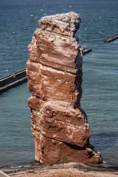 Lange Anna - the high sea stack on the island of Helgoland Stock Photos