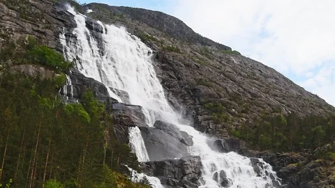 Langfoss waterfall Stock Footage 92349871