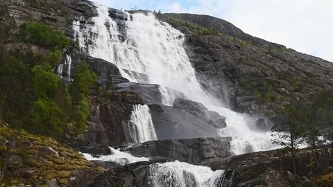 Langfoss waterfall Stock Footage 92349917