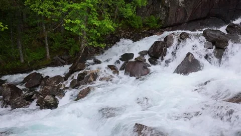 Langfossen waterfall in Norway Stock Footage 336678228