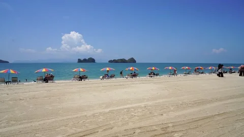 Langkawi Beach - Umbrella Sunbath Stock Footage 146676465