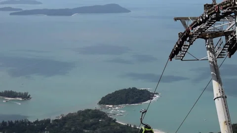 Langkawi Cable Car approaching station Stock Footage 157469930