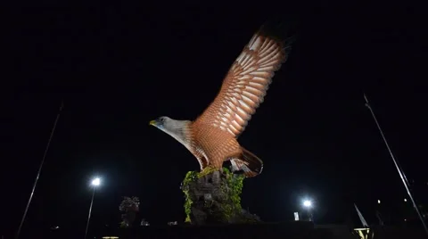 Langkawi Eagle Square At Night, Pan Down Video stock 47603526