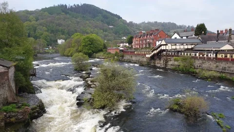 Langollen 2 River Dee no sound Stock Footage 158404747