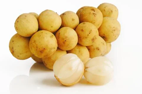 Langsat on white background Stock Photos