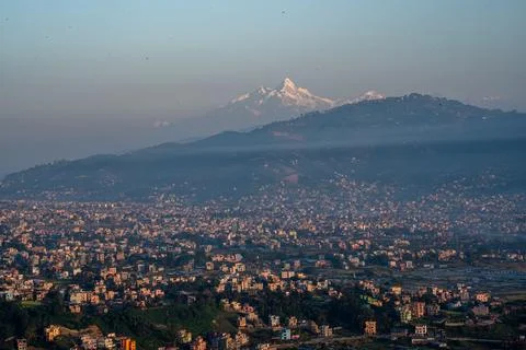 Langscape view of valley in Kathmandu. Stock Photos