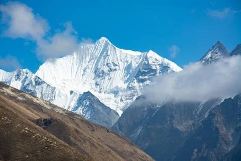 Langtang Mountain in Nepal Stock Photos