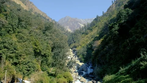 Langtang valley river Stock Footage 99679605