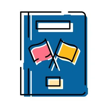 Language book with crossed flags for translation education Stock Illustration