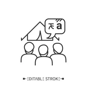 Language camps line icon. Editable illustration Stock Illustration