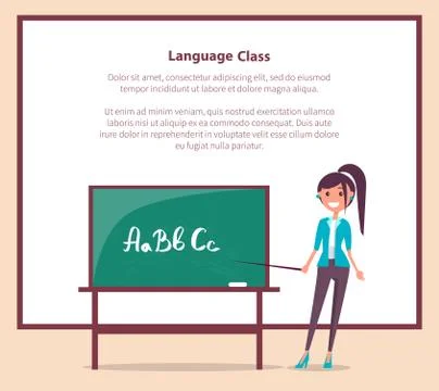 Language Class at School Banner with Text Vector Stock Illustration