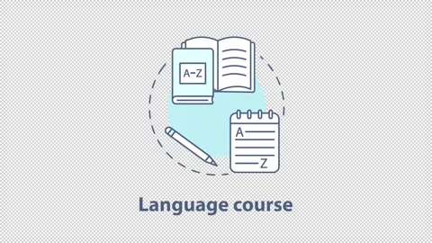 Language course blue concept icon animation Stock Footage 310290732